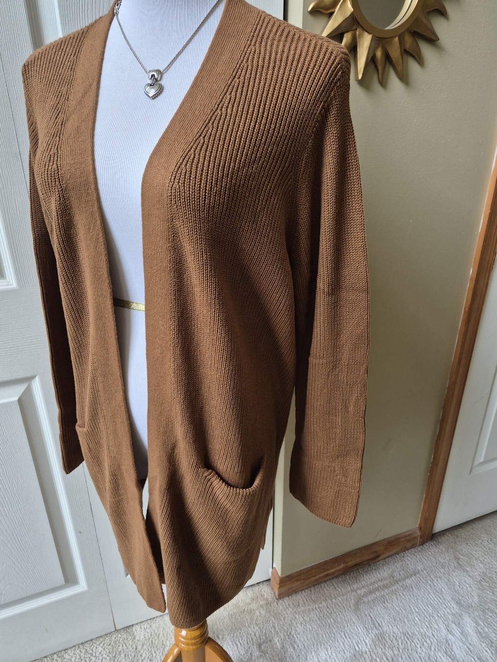 Old Navy Open-Front Cardigan Sweater - Cognac Brown - Picture 3 of 6